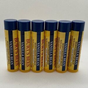 NEW Lot of 6 Burt's Bees Vanilla Bean Moisturizing Lip Balm 100% Natural
